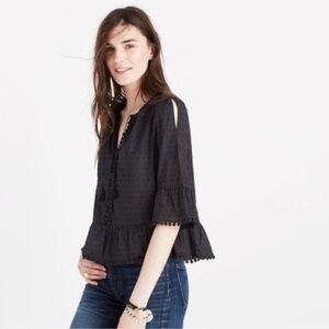 Madewell Peekaboo Pom-Pom Top – Black – XS